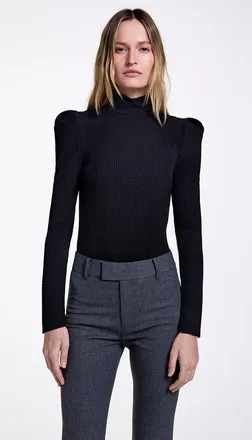 Smythe Box Pleat Knit Top in Black Rib at Nordstrom, Size X-Small