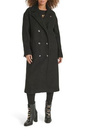 Karl Lagerfeld Textured Double Breasted Coat in Black at Nordstrom Rack, Size Xx-Large