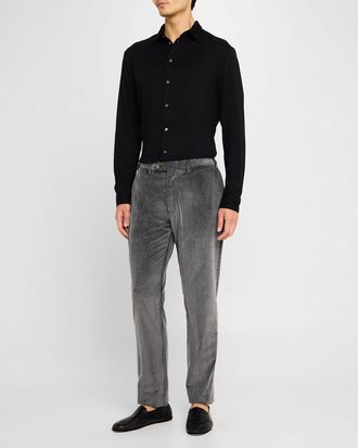 Emporio Armani Mens Printed Corduroy Flat-Front Pants