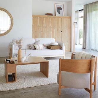 La Redoute Interieurs Vloerlamp in eik, metaal en mat glas, Navida