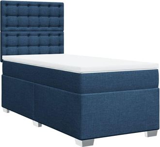 vidaXL Vidaxl - Cama Box Spring Con Colch&oacute;n Tela Azul 90x190 Cm