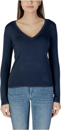Liu Jo Truien & Vesten, Dames, Blauw, XS, Blauwe V-hals Truien