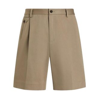 Dolce & Gabbana Shorts Sartoriali con Pinces e Cintura - - Shorts - Uomo - Beige - S