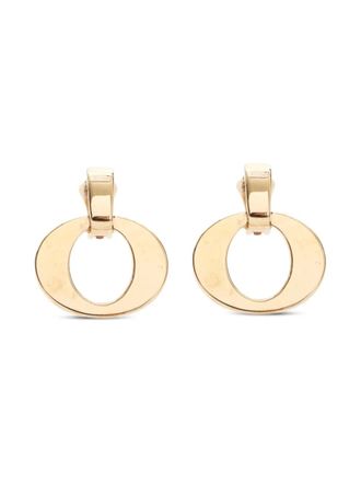 Dior 1990s Logo-motif clip-on earrings - women - Gold Plated - One Size
