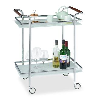 Relaxdays Relaxdays - Camarera Con 2 Repisas, Cristal Esmerilado, Plateado, 85 X 66 X 43 Cm