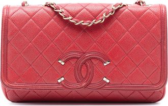 Chanel Tweedhands Medium Gequilted Kaviaar CC Filigree Flap