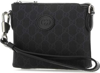 Gucci Mens Black Gg Supreme Fabric Clutch