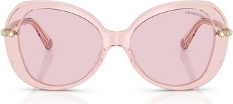 Swarovski 55mm Butterfly Sunglasses in Transparent Pink /Photo Pink at Nordstrom