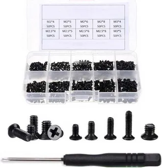OEM 500 Tornillos, Phillips Y Avellanados, Tornillos Para Port&aacute;til, Tornillos Negros Peque&ntilde;os + Destornillador
