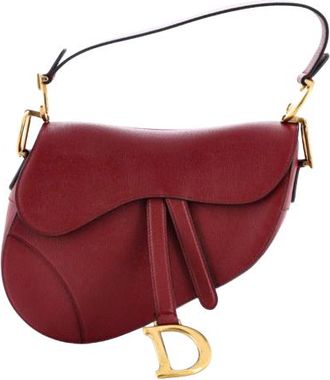 Dior Red Grained Calfskin Medium Saddle Shoulder Bag