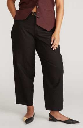 Universal Standard Lou High Waist Barrel Linen Blend Jeans in Black at Nordstrom, Size Xl