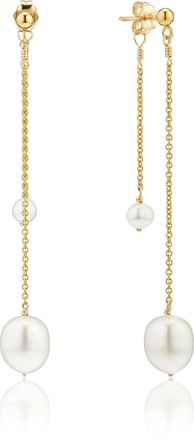 Lily & Roo Gold Layered Large and Small Pearl Earrings