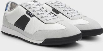 HUGO BOSS Mens BOSS Orange Nitan Mens Mixed Material Trainers with Ridged Outsole - Open Grey 064 - White - Size: 10