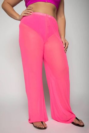 Good American Mesh Wide Pants In Knockout Pink