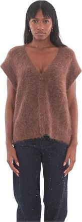 Cycle Geweldig Alpaca Oversized Vest - Dames - Vesten - Bruin - S - Truien & Vesten
