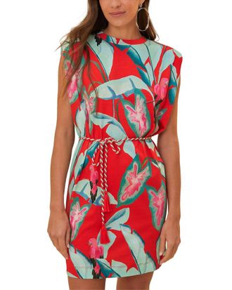 Farm Rio Farm Rio Summer Foliage Red Mini T-Shirt Dress