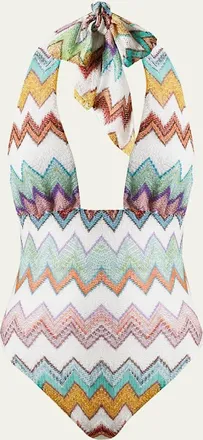 Missoni Zig Zag Crochet Halter One-Piece Swimsuit