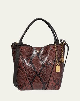 Chlo&eacute; Spin Small Python-Embossed Leather Top-Handle Bag