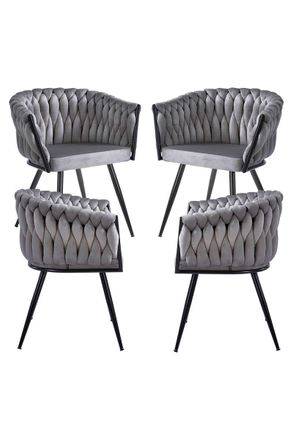Regalos Miguel Packs Sillas Comedor - Pack 4 Sillas Widny Black Terciopelo - Gris Oscuro