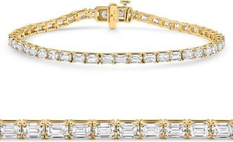 Pompeii3 7Ct Emerald Cut Diamond Tennis Bracelet 7 14k Yellow Gold Size: 7