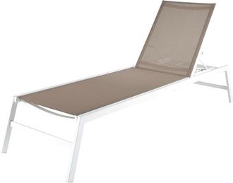 Maisons du monde Tumbona de aluminio blanca y tela plastificada topo