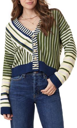 Scotch & Soda Stripe V-Neck Cardigan in Garden Green Mix at Nordstrom Rack, Size X-Small