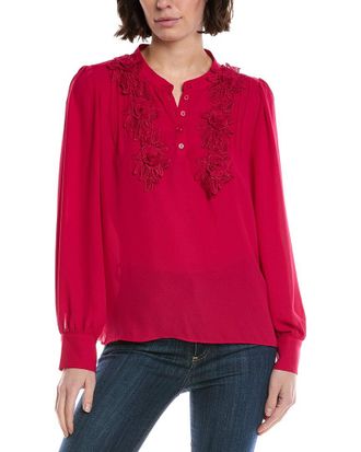 CeCe by Cynthia Steffe Cece Half Placket Floral Lace Top