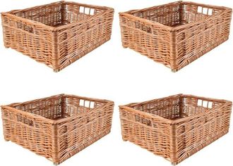 Creative Home Set of 4 Natural Wicker Storage Baskets - 40 x 30 x 16 cm