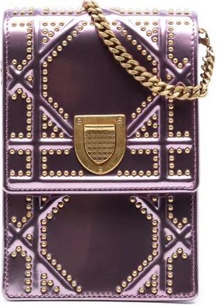 Dior 2018 Metallic Studded Calfskin Vertical Diorama crossbody bag - Rosa