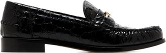 Ferragamo Loafers met krokodillen-reli&euml;f - Zwart