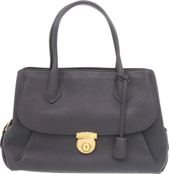 Ferragamo Gray Leather Tote Bag (Pre-Owned)