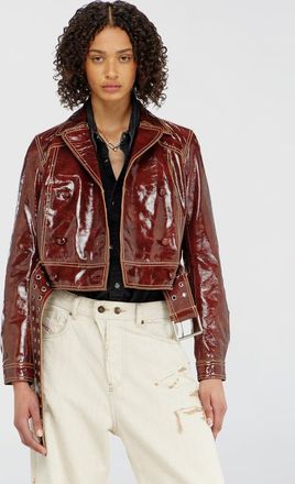 Diesel Patent-leather jacket with large belt - Leather jackets - Woman - Red