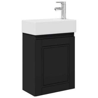 vidaXL M&oacute;dulo De Ba&ntilde;o Con Grifer&iacute;a Negro 45,5 X 22,5 X 84 Cm Vidaxl