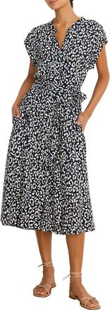 Nic+Zoe Leopard Sketch Sonni Dress in Indigo Multi at Nordstrom, Size Xx-Large