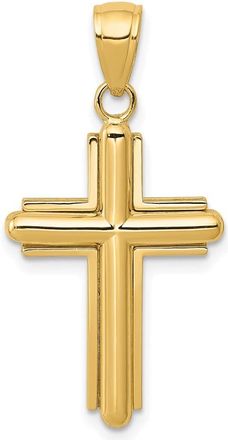 Diamond2Deal 10k Yellow Gold Polished Beveled Stick Cross Frame Pendant