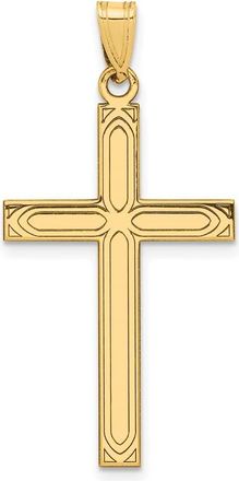 Diamond2Deal 14k Yellow Gold Solid Laser Etched Cross Pendant