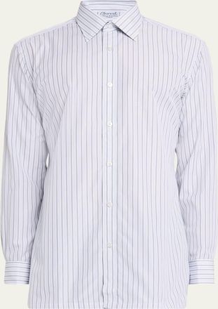 Charvet Mens Cotton Multi-Stripe Sport Shirt