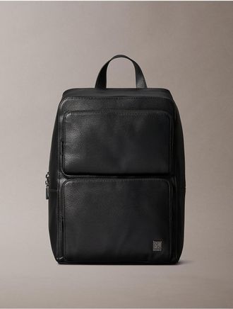 Calvin Klein Mens Emblem Logo Slim Backpack - Black
