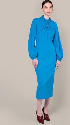Roksanda Ilincic Rima Long Sleeve Fitted Midi Dress in 53Turquiose at Nordstrom, Size 12