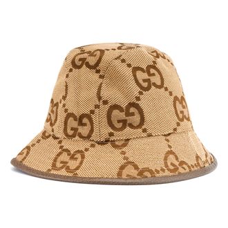 Gucci (WMNS) Gucci Jumbo GG Canvas Bucket Hat Camel Ebony 681256-3HAGJ-2564
