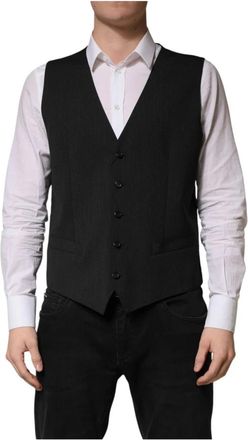 Dolce & Gabbana Formeel Gilet - Heren - Gillet - Zwart - XL - Wol - Kostuums