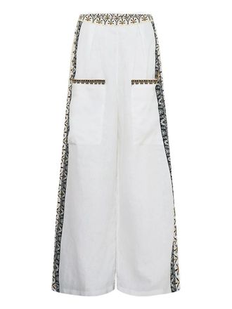 Camilla Temple Of Dendara broek met wijde pijpen - Wit