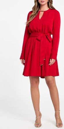 Marciano Anita Pleated Long Sleeve Dress in Samba Red Vibes at Nordstrom, Size 4 Us