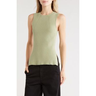 French Connection Rib Tank in Sage Green at Nordstrom Rack, Size X-Small