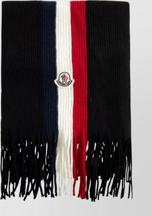 Moncler wool scarf fringe detailing
