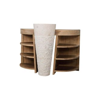 Wanda Collection Mueble para cuarto de ba&ntilde;o de teca 120 cm + lavabo crema