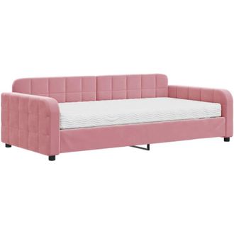 vidaXL Vidaxl - Sof&aacute; Cama Con Colch&oacute;n Terciopelo Rosa 100x200 Cm