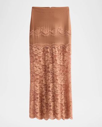 Carolina Herrera Lace-Trimmed Maxi Skirt