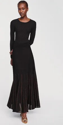 Maeve Knit Lurex Pleated Maxi Dress