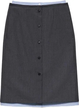 Prada Light Mohair And Chambray Skirt
